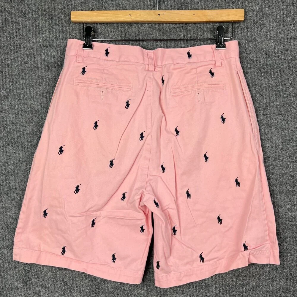 Vintage Polo‎ Pink Pony All Over Print Shorts Pant Size 33 Men's